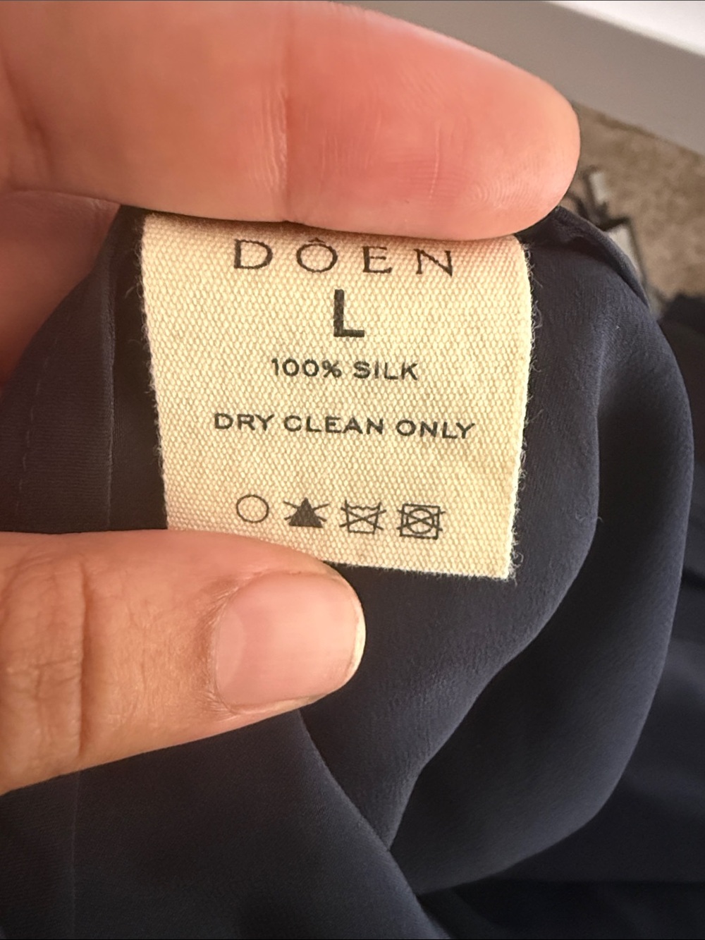 Doen Navy Satin Slip Dress with Ivory Lace - Picture 6 of 7